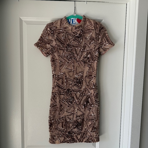 Rose-Gold Sequin Dress - Picture 1 of 5